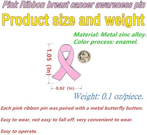 25/50/100/200 Pieces Pink Ribbon Pins Breast Cancer Awareness Enamel Lapel Pin For Women Breast Cancer Awareness Brooch Pins Charity Public Social Event Badge Bulk