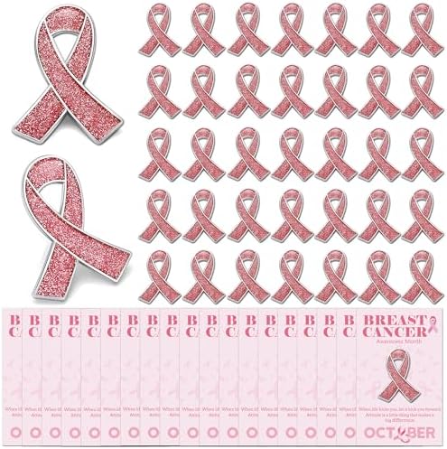 25/50/100 套乳腺癌宣传别针 粉色丝带珐琅翻领别针散装乳腺癌宣传物品配件适合癌幸存者女士装饰礼品