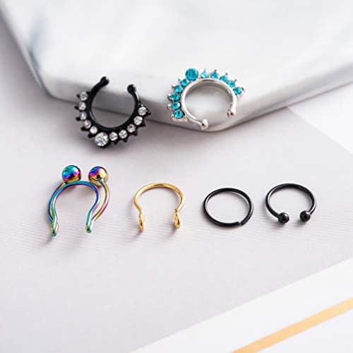 25Pcs Stainless Steel Fake Nose Ring Hoop For Men Women Faux Lip Ear Septum Ring Non-Pierced Body Jewelry
