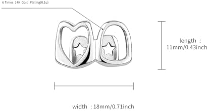 2Pcs 14K Gold Plated Hip Hop Teeth Grillz Punk Custom Fit Teeth Grillz Caps Hollow Out Double Teeth Grills For Your Teeth Gold Grillz For Men Women