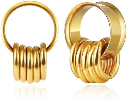 2PCS Classic Ear Gauges for Stretched Ears with 10pcs Nose Hoop Rings Hypoallergenic 316 Stainless Steel Ear Plugs Tunels 8mm-25mm (0G-1") Body Piercing Jewelry for Women Men