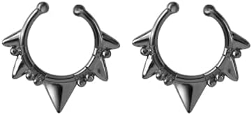 2Pcs Fake Septum Rings for Women Men Surgical Steel Non Piercing Nose Septum Rings Fake Nose Piercing Jewelry