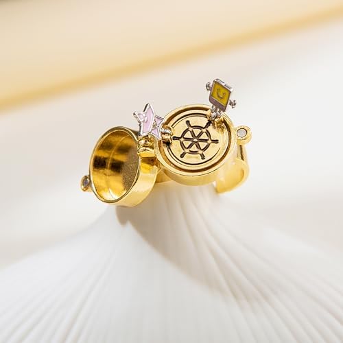 2Pcs Fourth Generation SpongeBob SquarePants BFF Rings Upgraded To Magnetic Buckle And Bettle Rotating Bearings SpongeBob BFF Rings For Best Friends Gold Cartoon Anime Aesthetic Rings Cute Rings