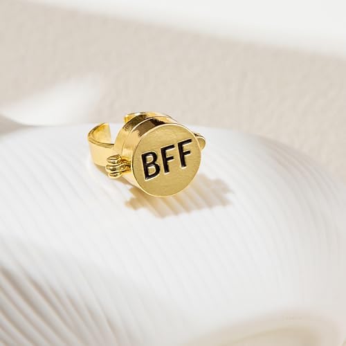 2Pcs Fourth Generation SpongeBob SquarePants BFF Rings Upgraded To Magnetic Buckle And Bettle Rotating Bearings SpongeBob BFF Rings For Best Friends Gold Cartoon Anime Aesthetic Rings Cute Rings