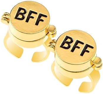2Pcs Fourth generation SpongeBob SquarePants BFF Rings upgraded to magnetic buckle and bettle Rotating bearings SpongeBob BFF Rings for Best Friends Gold Cartoon Anime Aesthetic Rings Cute Rings
