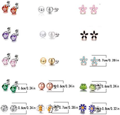 30 Pairs Hypoallergenic Earrings For Girls Sensitive Ears With Stainless Steel Post -Assorted Cute Stud Earrings For Teens Girls Women
