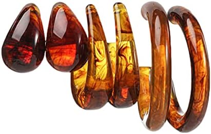 3Pairs Lightweight Minimalist Vintage Polished Teardrop Waterdrop C Shape Circle Round Cuff Acrylic Resin Hoop Earrings Colorful Thick Chunky Wide Thin Acetic Acid Earrinsg Set for Women