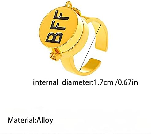 3PCS Bff Ring Best Friend Anime Adjustable Opening Ring For Teens Best Friendship Jewelry