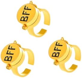 3PCS Bff Ring Best Friend Anime Adjustable Opening Ring for Teens Best Friendship Jewelry