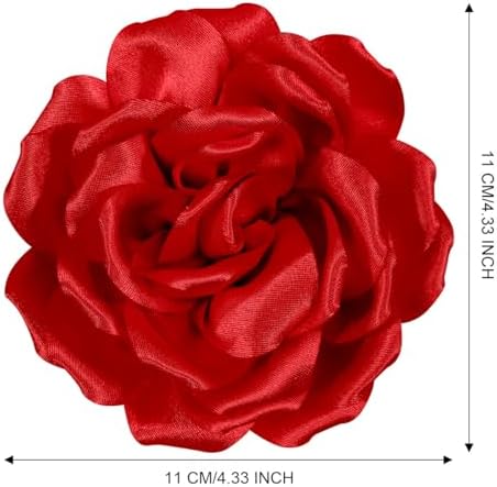 4.3" Red Rose Hair Clip Large Flower Brooches For Women Charming Flowers Pins For Clothes Turn Heads With Stylish Rose Hair Clip Flower Brooch Pin For Clothes & Clips For Woman