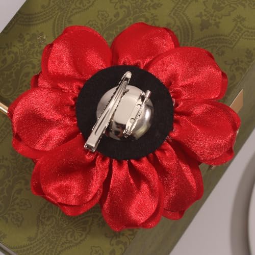 4.3" Red Rose Hair Clip Large Flower Brooches For Women Charming Flowers Pins For Clothes Turn Heads With Stylish Rose Hair Clip Flower Brooch Pin For Clothes & Clips For Woman