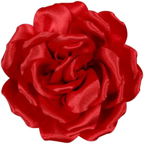 4.3" Red Rose Hair Clip Large Flower Brooches for Women Charming Flowers Pins for Clothes Turn Heads with Stylish Rose Hair Clip Flower Brooch Pin for Clothes & Clips for Woman