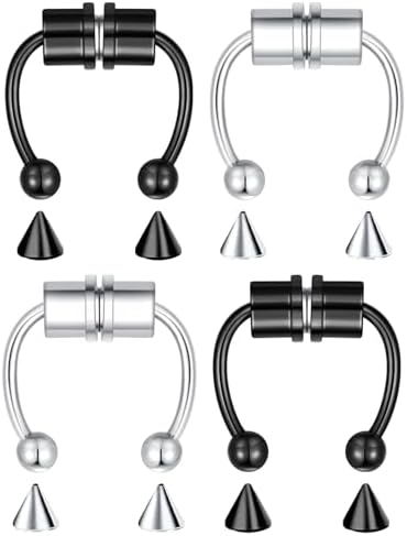 4-5 Pcs Nose Rings Hoops Nose Piercings Nose Piercing Jewelry Fake Nose Ring Fake Septum Double Hoop Nose Ring Lip Nose Rings for Women Clip On Helix Cartilage Hoop Earrings Nose Cuffs