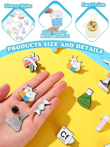 40 Pcs Science Enamel Pins For Badge Science Brooch Bulk Cute Kawaii Cartoon Scientist Pin Lapel Laboratory Chemistry Pin Back To School For Teacher Lab Week Gifts Backpacks Kids Adults Caps Bags
