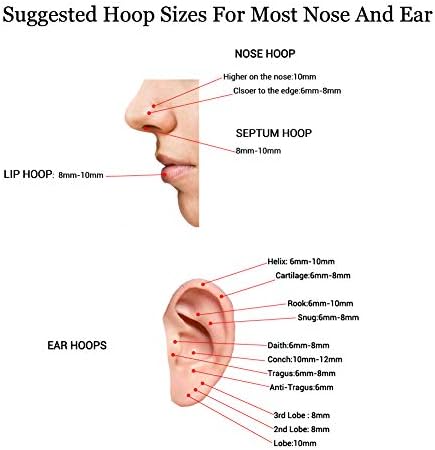 4Pairs/Pcs 18G Surgical Steel Hinged Clicker Segment Nose Rings Hoop Helix Cartilage Daith Tragus Sleeper Earrings Body Piercing For Women Men 6mm 8mm 10mm 12mm