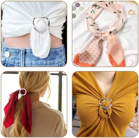 4PCS Scarf Ring Clip -T-shirt Ties Clips Clothes Corner Knotted Button For Women Fashion Metal Round Circle Shirt Clip Buckle