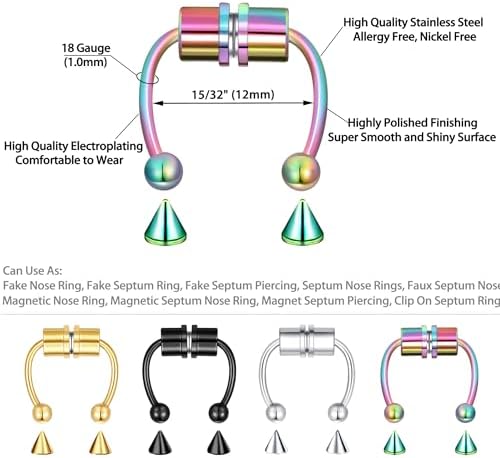 5-12 Pcs Nose Rings Hoops Nose Piercings Nose Piercing Jewelry Fake Nose Ring Fake Piercings Septum Lip Double Hoop Nose Ring Hoop Nose Rings For Women Clip On Helix Cartilage Hoop Earrings