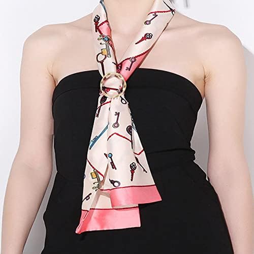 5PCS Silk Scarf Ring Clip T-shirt Tie Clips For Women Fashion Metal Round Circle Clip Buckle Clothing Ring Wrap Holder With 1 Storage Bag