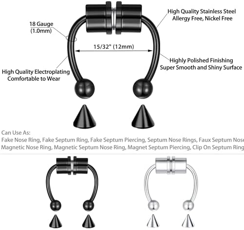 6-10 Pcs Nose Rings Hoops Nose Piercings Nose Piercing Jewelry Fake Nose Ring Fake Septum Double Hoop Nose Ring Lip Nose Rings For Women Clip On Helix Cartilage Hoop Earrings Nose Cuffs