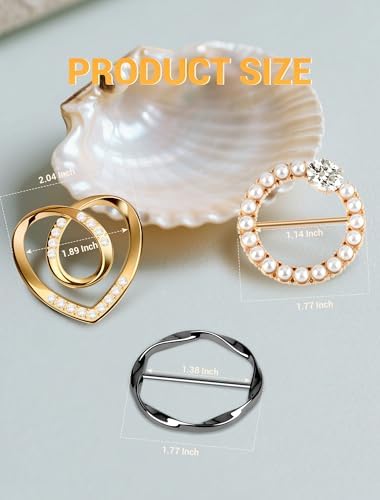 6 PCS Premium Silk Scarf Ring Clip Slide T-Shirt Tie Clips Buckle Clothes Corner Knotted Button For Women Clothing Waist Cincher Clips Tightener Fashion Metal Round Circle Shirt Clips Wrap Holder