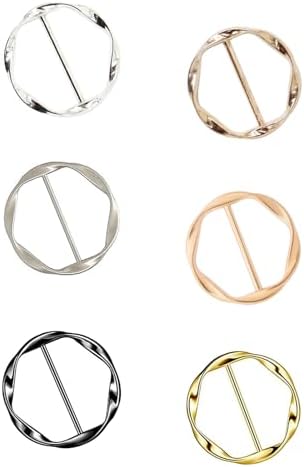 6 PCS Scarf Ring Clips for Women T-shirt Ties Clips Silk Scarf Buckle Shirt Cinch Clip Fashion Metal Clothes Corner Knotted Ring Slides