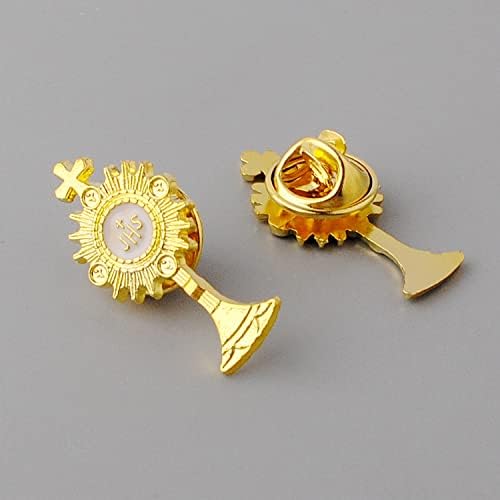 6 Sets Of Gold Tone First Communion Lapel Pin Gifts Catholic IHS Breastpin For Girl Boy Eucharistic Minister