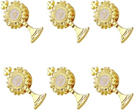 6 Sets of Gold Tone First Communion Lapel Pin Gifts Catholic IHS breastpin for Girl Boy Eucharistic Minister