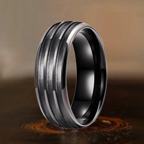 8 Mm Plating Tungsten Blank Ring Inlay With 1.1 Mm Treble Grooves Domed Comfort