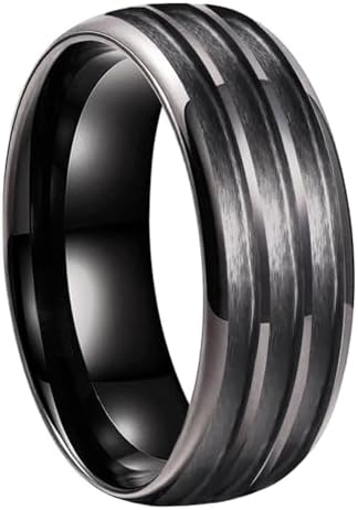 8 mm Plating Tungsten Blank Ring Inlay with 1.1 mm Treble Grooves Domed Comfort