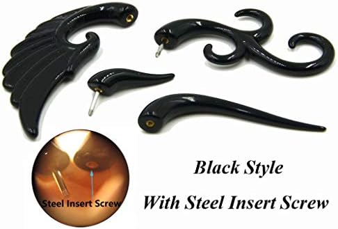 8 Pairs 16G Spiral Fake Gauges Acrylic Ear Tapers Fake Plugs Horn Stud Earrings