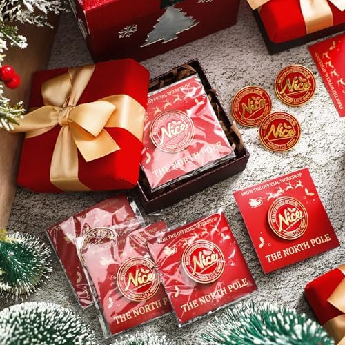 8 Set Santa Nice List Enamel Pins Santa Letter Gift Badge Christmas Enamel Pins From Father Christmas For Christmas Eve Gift Fillers Stocking Fillers