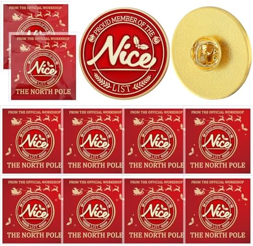 8 Set Santa Nice List Enamel Pins Santa Letter Gift Badge Christmas Enamel Pins from Father Christmas for Christmas Eve Gift Fillers Stocking Fillers