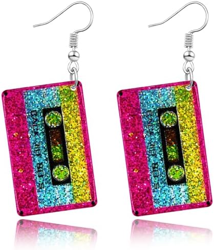 80s 90s Earrings for Women Colorful Lightning Acrylic Drop Earrings Neon Earrings Bulk for 80's 90's Outfit Glow Party Halloween 80s Accessories Jewelry