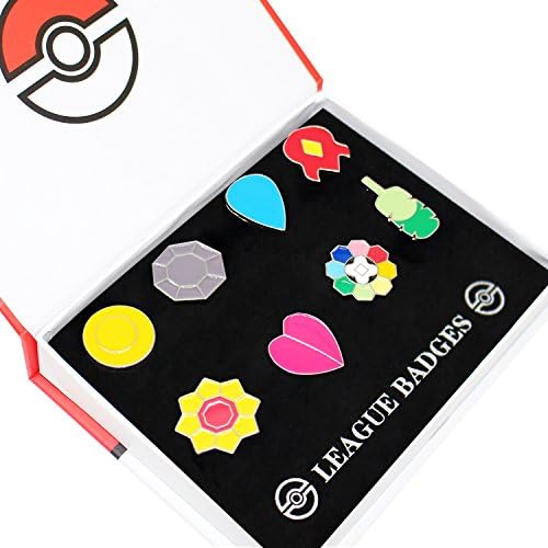 8Pcs Pocket Monsters Gym Badges Collection Gift Box Pins Mystic Instinct Badges