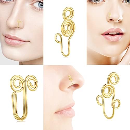 9 12 Pcs African Nose Cuff Jewelry Non Piercing Fake Nose Ring Clip On Surgical Steel Faux Nose Piercing For Women