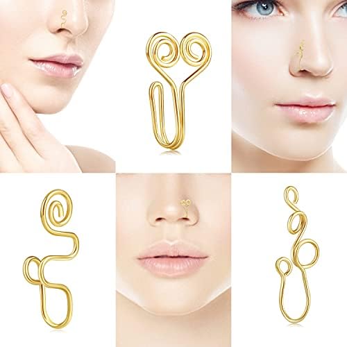 9 12 Pcs African Nose Cuff Jewelry Non Piercing Fake Nose Ring Clip On Surgical Steel Faux Nose Piercing For Women