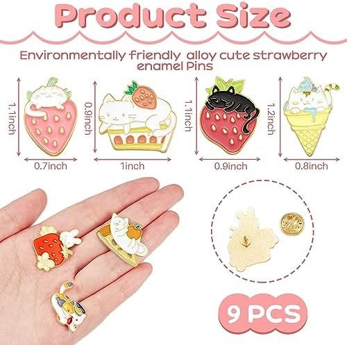 9 Pieces Cat Backpack Pins Kawaii Cute Pins Rabbit Cat Lapel Brooches Badges For Clothing Backpacks