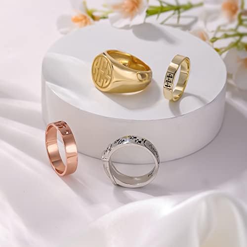 925 Silver Personalized Signet Ring With Block Letter Monogram Custom With 3 Initials