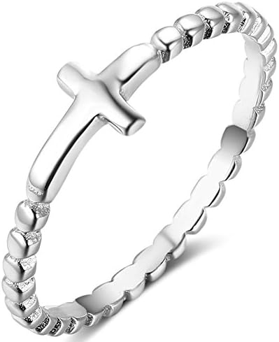 925 Sterling Silver Christian Religious Cross Classical Simple Plain Ring