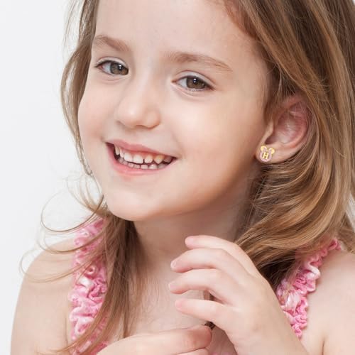 925 Sterling Silver Earrings For Girl Women: Hypoallergenic Initial Earrings With Pink Cubic Zirconia Cute Earrings Studs For Sensitive Ears Chirstmas Birthday Gifts