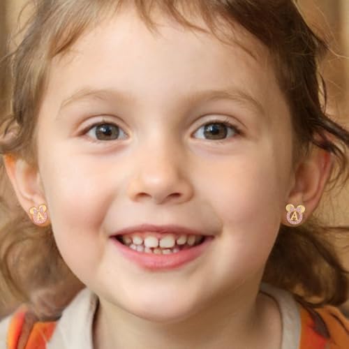 925 Sterling Silver Earrings For Girl Women: Hypoallergenic Initial Earrings With Pink Cubic Zirconia Cute Earrings Studs For Sensitive Ears Chirstmas Birthday Gifts