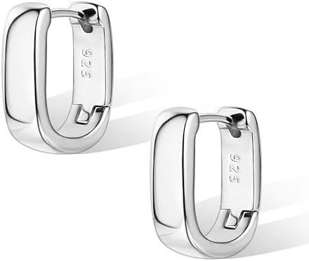 925 Sterling Silver Earrings Small Chunky Silver Earrings for Women Trendy Small Hoop Earrings Silver Hypoallergenic Earrings Small Thick Huggie Hoops Earrings for Jewelry Gifts