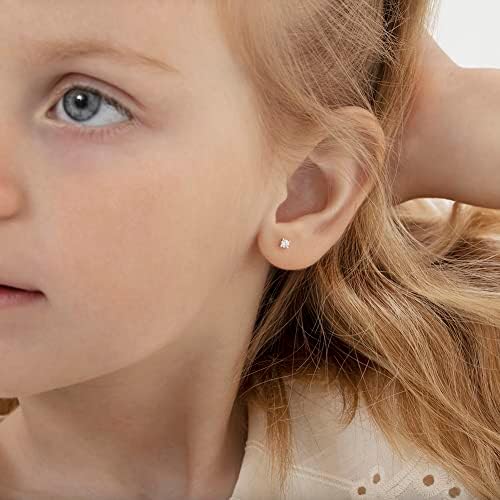 925 Sterling Silver Kids 2mm-5mm Clear Cubic Zirconia Round Stud Solitaire Screw Back Earrings For Babies & Toddlers - Baby Girl Earrings With Safety Screw Backs For Infant And Toddler Children