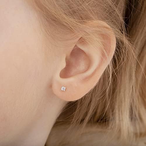 925 Sterling Silver Kids 2mm-5mm Clear Cubic Zirconia Round Stud Solitaire Screw Back Earrings For Babies & Toddlers - Baby Girl Earrings With Safety Screw Backs For Infant And Toddler Children