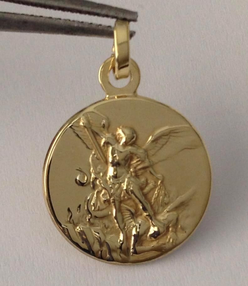 925 STERLING SILVER SAINT MICHAEL THE ARCHANGEL MEDAL - GOLD PLATED (GUARANTEED) - 100% MAD IN ITALY