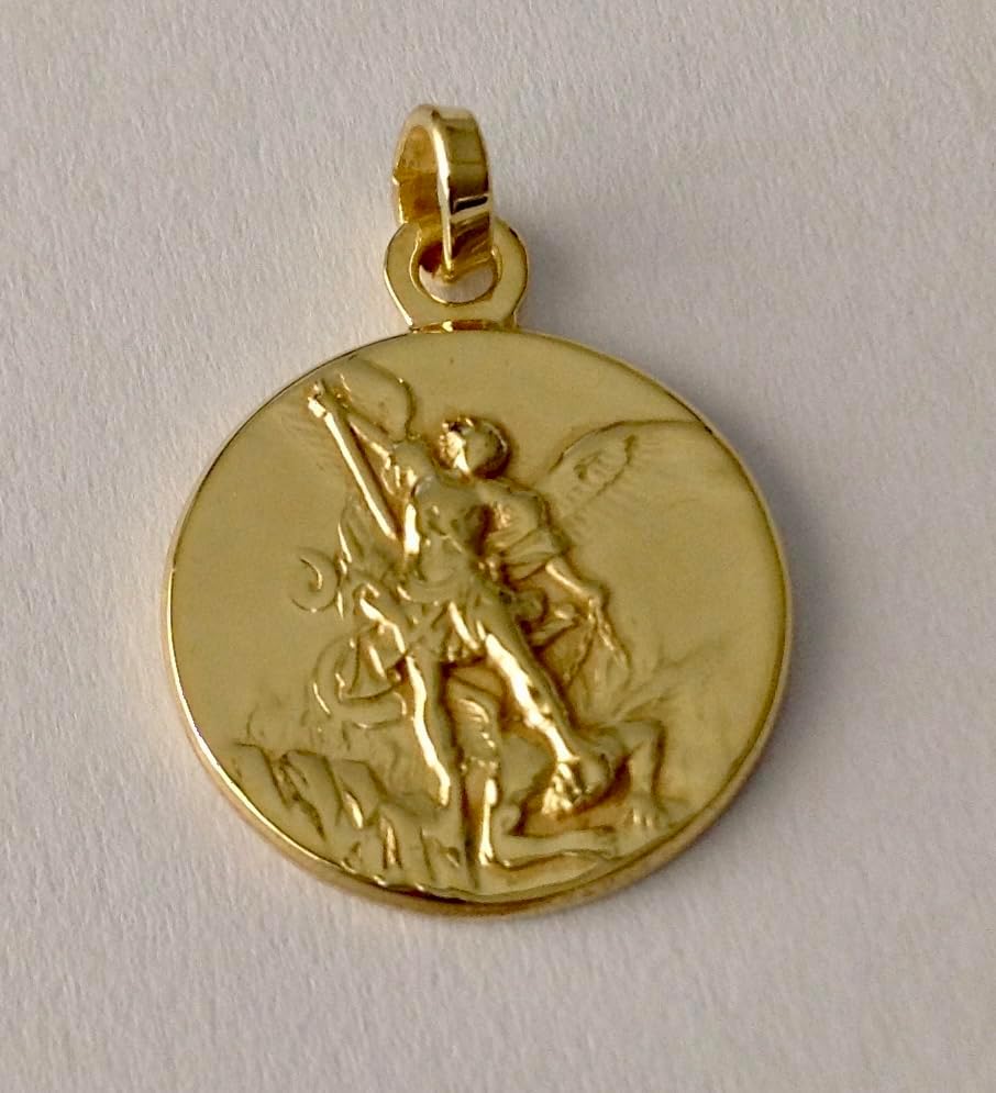 925 STERLING SILVER SAINT MICHAEL THE ARCHANGEL MEDAL - GOLD PLATED (GUARANTEED) - 100% MAD IN ITALY
