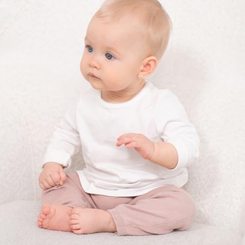 925 Sterling Silver Simulated Pearl Baby Earrings In 3mm-5mm For Toddlers & Young Girls - Hypoallergenic Safety Screw Back Earrings With White Simulated Pearls For Kids