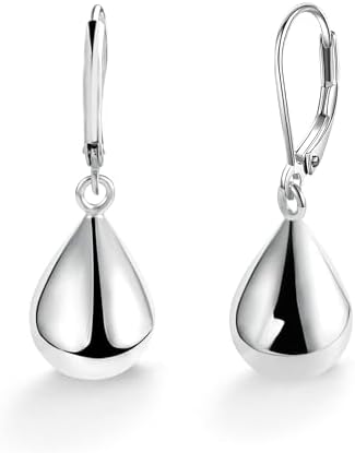 925 Sterling Silver Teardrop Leverback Earrings for Women Girls Waterdrop Tear Drop Dangle Earrings Jewelry Hypoallergenic Silver Teardrop Leverback Dangle Earring for Women