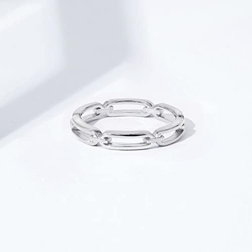 Amazon Essentials 14K Gold Or Rhodium Plated Sterling Silver Chain Link Band Ring