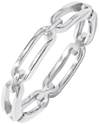 Amazon Essentials 14K Gold or Rhodium Plated Sterling Silver Chain Link Band Ring